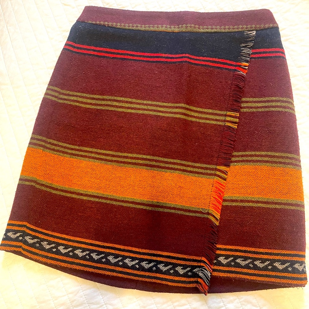 Loft Petite Blanket Wrap Skirt w/ Fringe